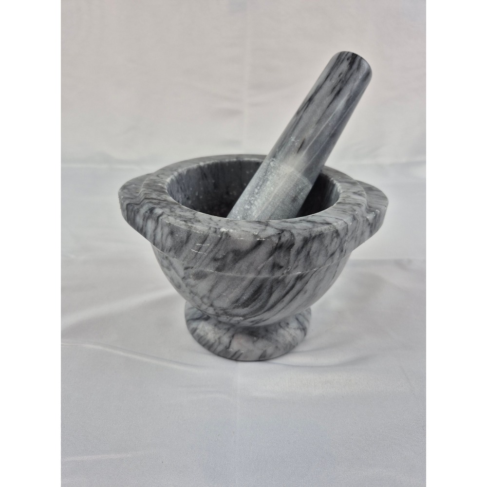 Marble Mortar Pestle‎ Set Stone Spice Herb Grinder Guacamole Garlic Bowl